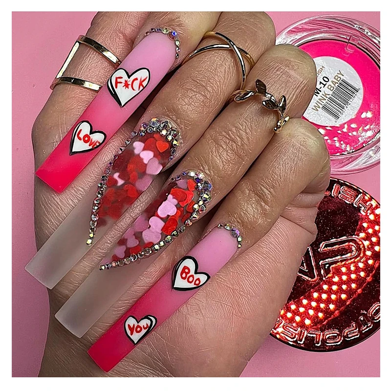 

Tstory 2022 Luxury Custom Private Label Packaging Artificial FingernailsValentine's Day Nail art Design Press On Nails, Colorful