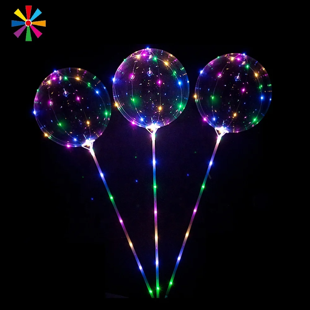 

Plastic Luminous Clear Helium Glow Led Lighting Bubble Bobo Baloon with Led Light for Birthday Wedding Decor Event Decoration