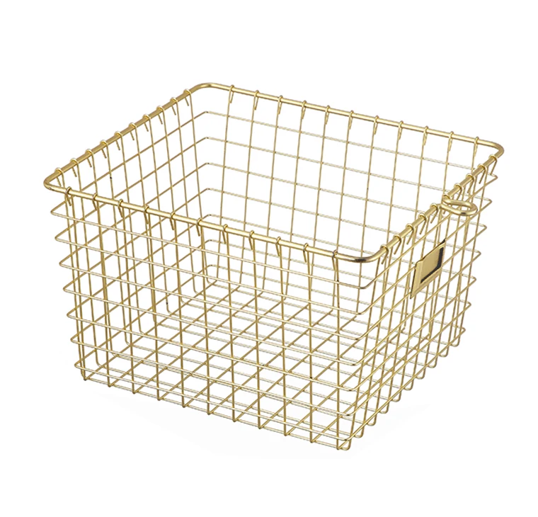 

Golden Metal wire Clothes Basket For Bathroom Living room with storage boxes