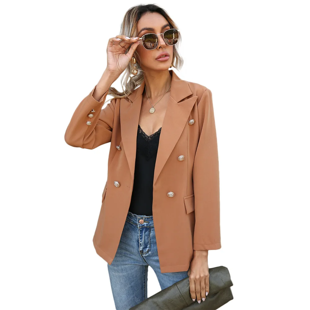 

Korean Clothes Women's Spring and Autumn Lapel Button Blazer Women Coat