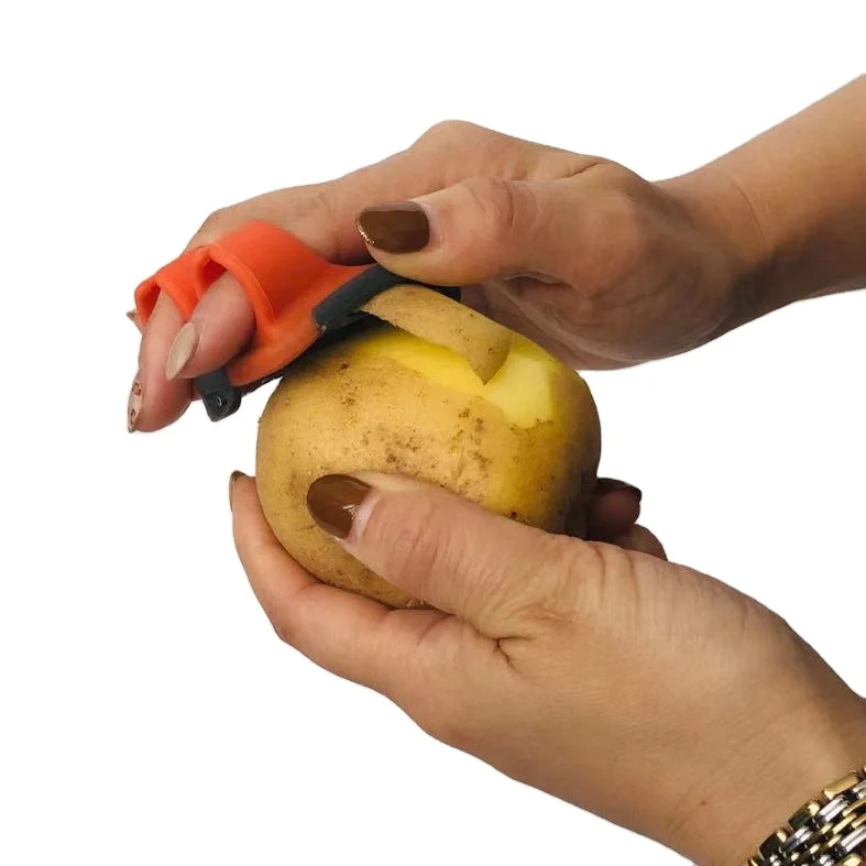 

X055 Vegetable Fruit Peeler Home Kitchen Gadget Plastic Stainless Steel Apple Potato Veggies Peeler Double Finger Peeler, Brown, purple, orange, green, red