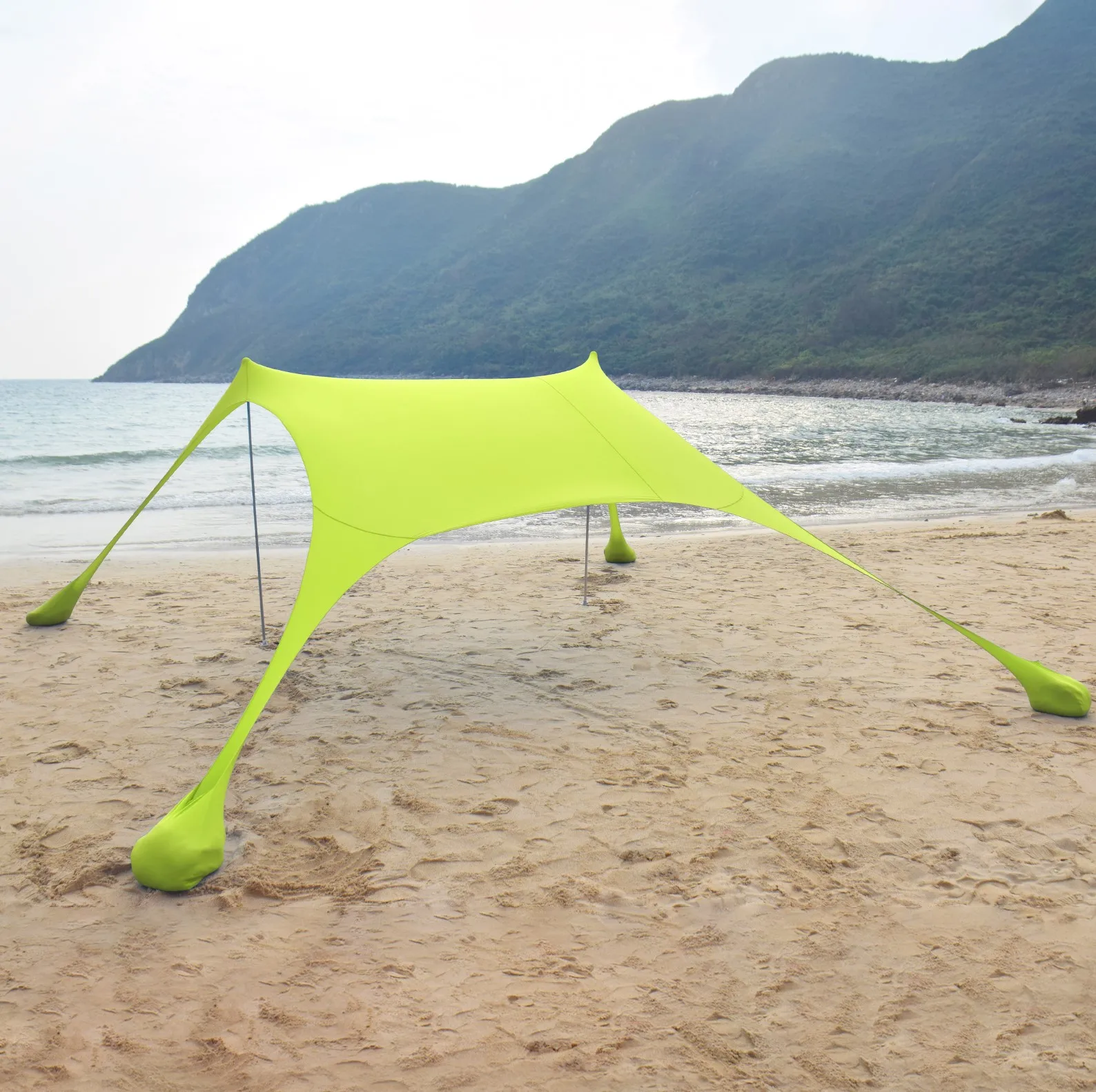 

High Quality Lycra Fabric Lightweight Instant Pop Up Beach Tent Beach Sun Shade with Sandbag Anchors and Pegs, Blue or customization.