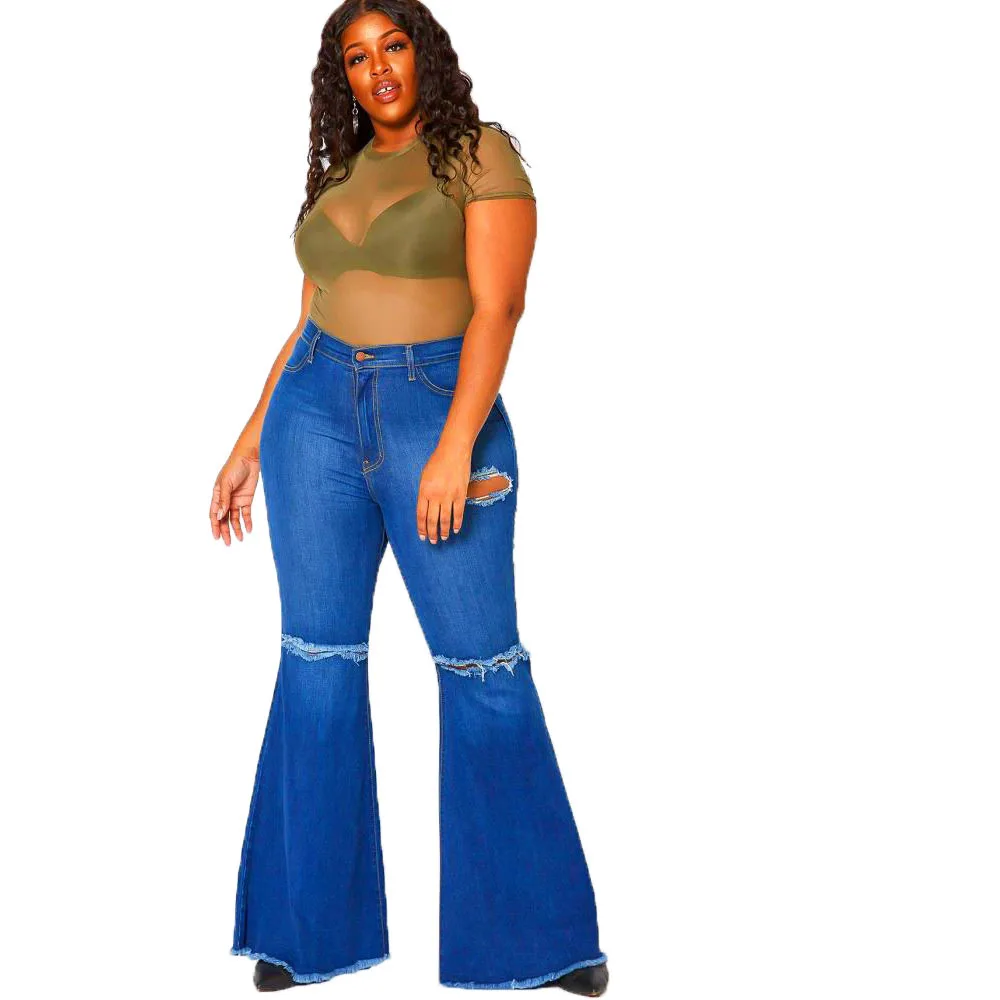 

Amazon hot selling elegant plus size colorful high quality denim jeans women