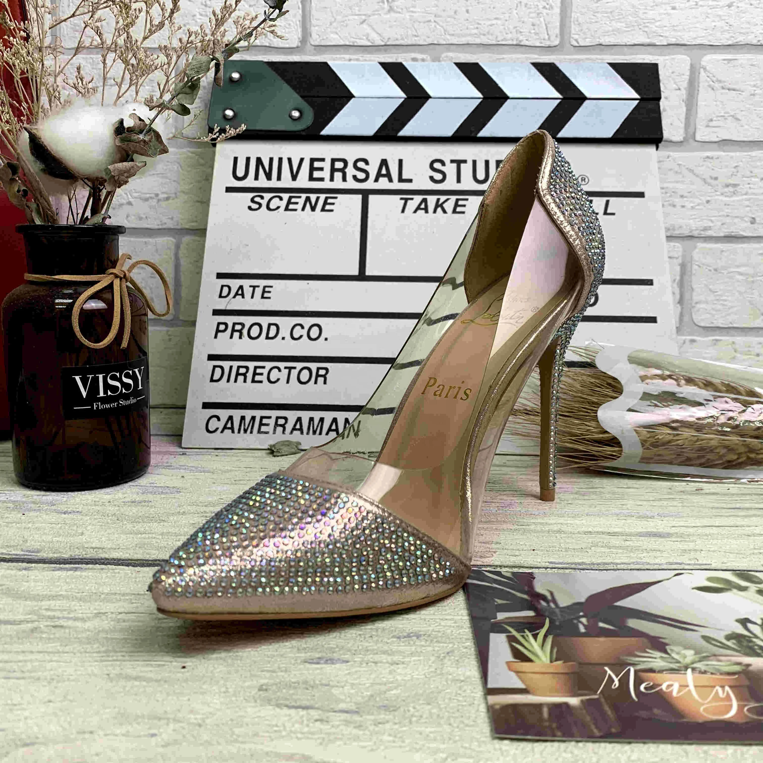 

2021 spring new pointed diamond transparent stitching stiletto high heel women's shoes European and American large size, Silver