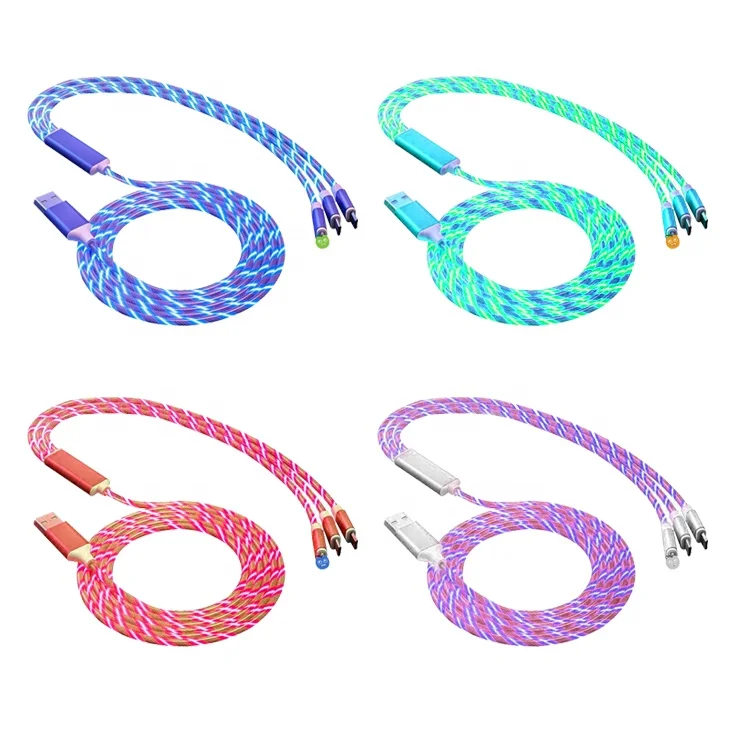 

LED flash light3 in1 charging cable LED Luminous data line cable