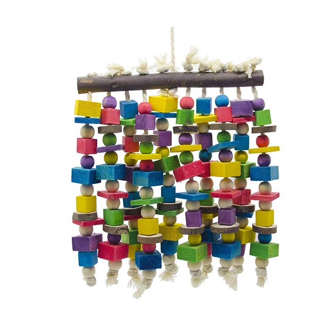 

Factory Wholesale Birds Wooden Supplies Pure Natural Pet Provide Logo Label Parrot Medium Parrots Large Food Bird Toys Wood
