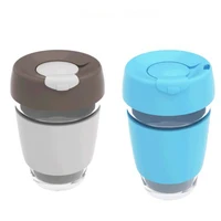 

Custom No MOQ 8oz and 12oz Print Logo Mug Eco Friendly Travel Keep Glass Reusable Coffee Cup with Silicone Lid