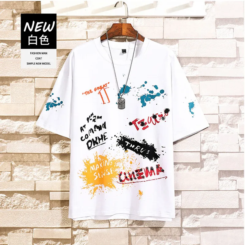 

Wholesale Hot Sale Men's 2020 Summer New Tops Male's Solid Cotton Painted Fashion Casual Outdoor Wear Men's T-Shirts, 3 colors