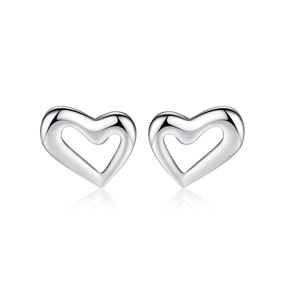 

Fancy Rhodium Jewelry Solid Gold 925 Sterling Silver Dainty Heart Stud Earrings