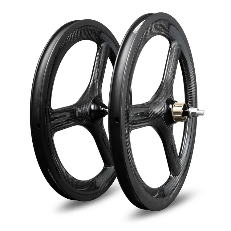 

16inch 3 spoke rim brake carbon wheels for brompton folding bike