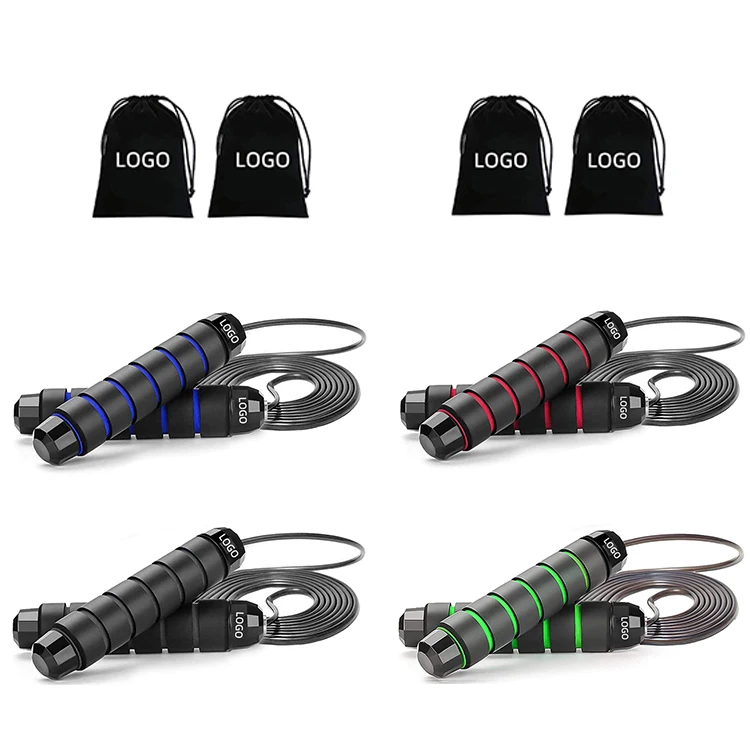 

Amazon Best Sale Adjustable Tangle Free Ball Bearings Heavy Weighted Skipping Jump Rope, Blue/red/green/black
