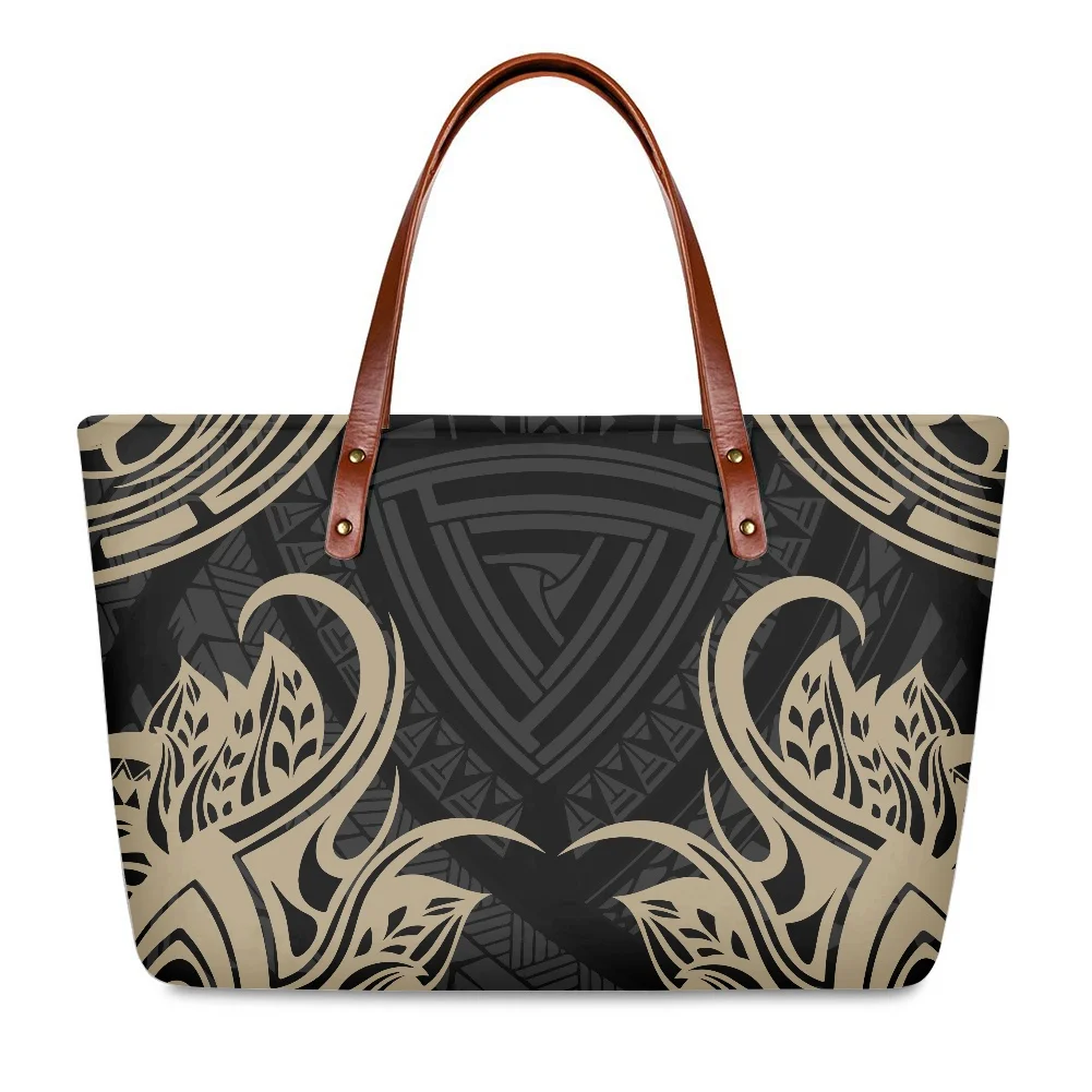 

Polynesian Tribal Gold Tattoo Pattern Neoprene Bags Women luxury Ladies Tote Fashion Top Handle Handbags For Office Lady