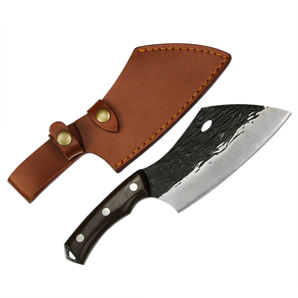 

6 inch 5cr15mov stainless steel wenge wood handle butcher knife cleaver with sheath