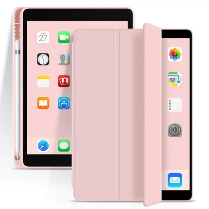 

New 10.2 7/8th Tri Fold Soft TPU pencil holder cover case for ipad 10.2 inch, 8color