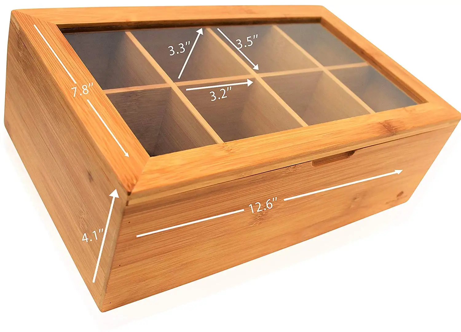 Premium De Bamb煤 Caja De T茅-organizador De Madera Natural Bolsita De T茅