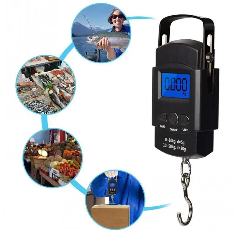 

50KG 5/10g Mini Portable Digital Scale With One Meter Tape For Fishing Luggage Kitchen Weighting