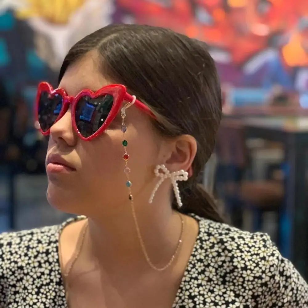

Fashionable simple colorful glass bead eyewear chain non slip sunglasses chain (SK1210), As picture