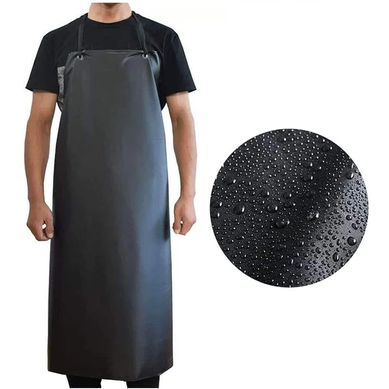 

Industrial Vinyl Chemical Resistant Work Butcher pvc Apron Waterproof Rubber Vinyl Apron, Black