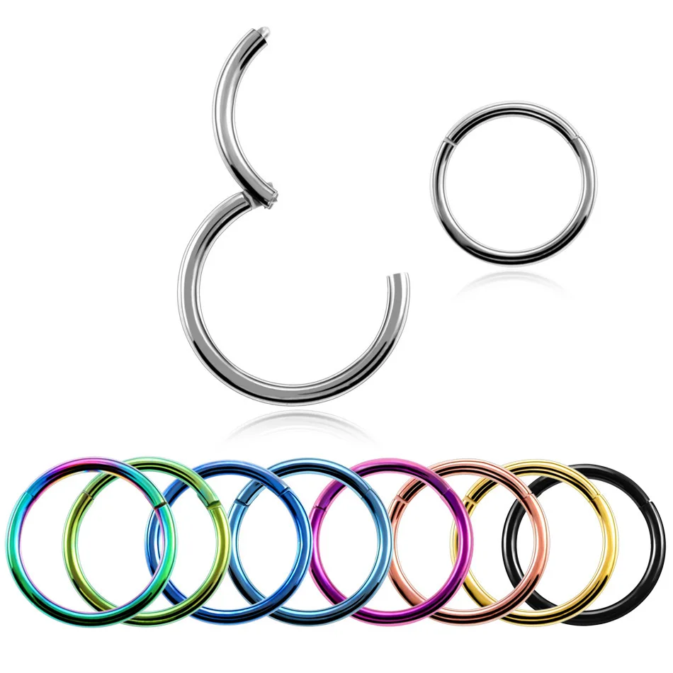 

316L Hypoallergenic Surgical Stainless Steel 14G 16G 18G 20G 0.8mm Hinged Segment Hoop Nose Rings, Silver,gold,rose gold,rainbow,etc..