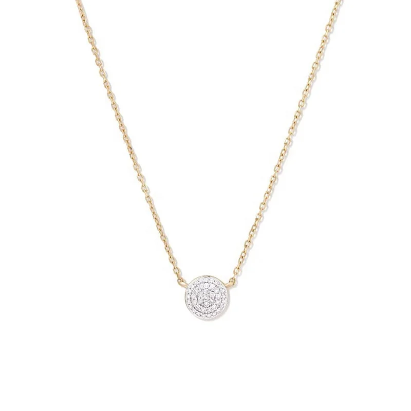 

Milskye dainty jewelry gold-rhodium plated 925 silver base chain pave zircon round pendant choker necklace