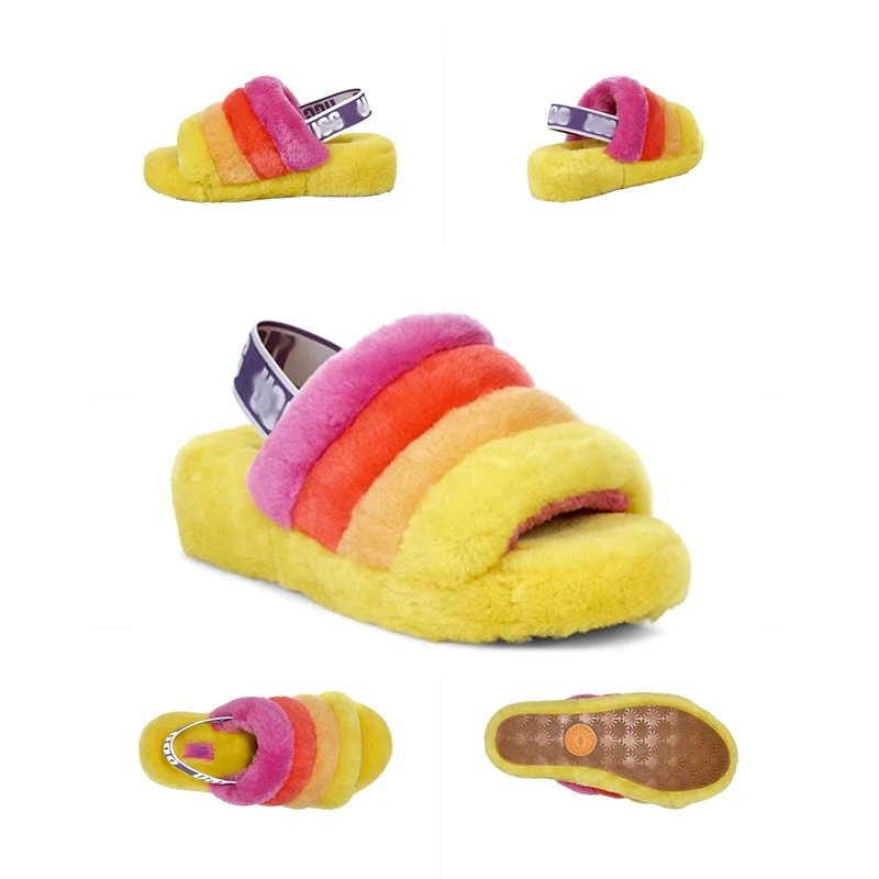 

2021 OEM&ODM pantuflaful pantuflaful dama uggging fur slipers uggging slides fashion fur slipper fur slides women