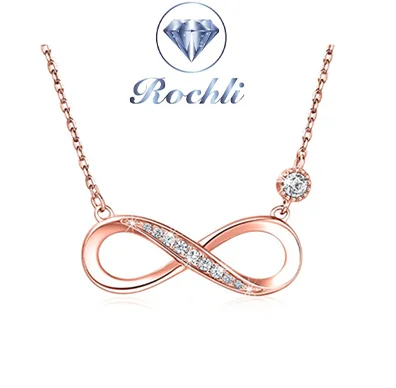 

High Quality simple 925 Sterling Silver Round Zircon Infinity Symbol Necklace for man and women