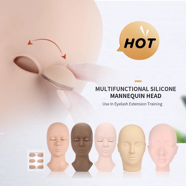 

Hollyren Private Label Practice Mannequin Head With Removable Eyelids Manniquin Head For Lashextension Pestanas, Pink/middle/brown