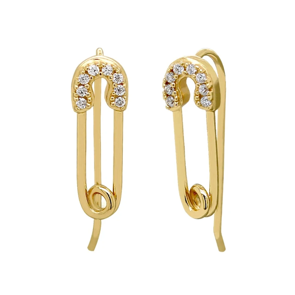 

dainty women's jewelry wholesale 18k gold plated fashion 925 sterling silver safety pin earrings