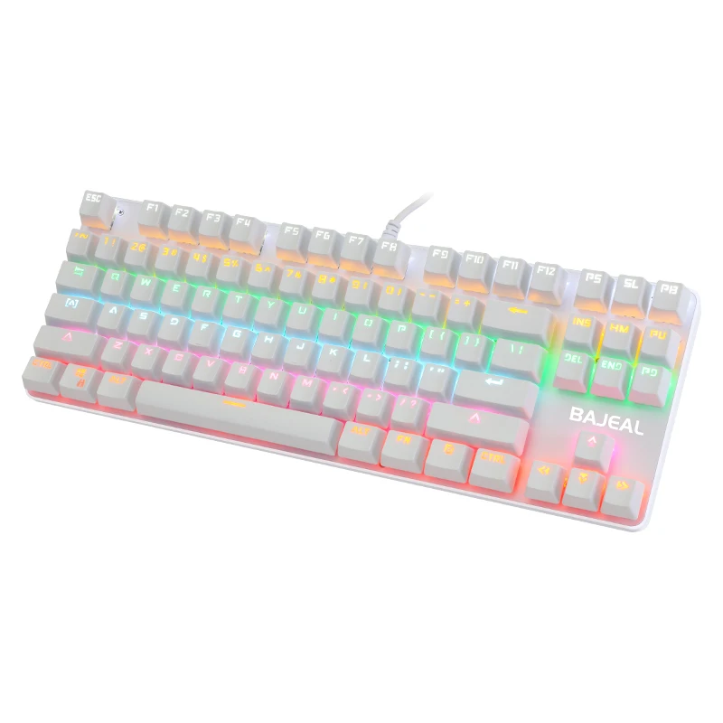 

Bajeal OEM mechanical keyboard 87 Keys RGB breathing light White gaming mechanical keyboard