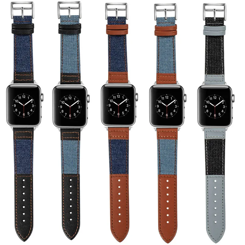 

Relogio smartwatches 38/40 42/44mm canvas genuine leather watch bands genuine cow leather straps for Apple Watch Huawei GT2, Various colors to you choose