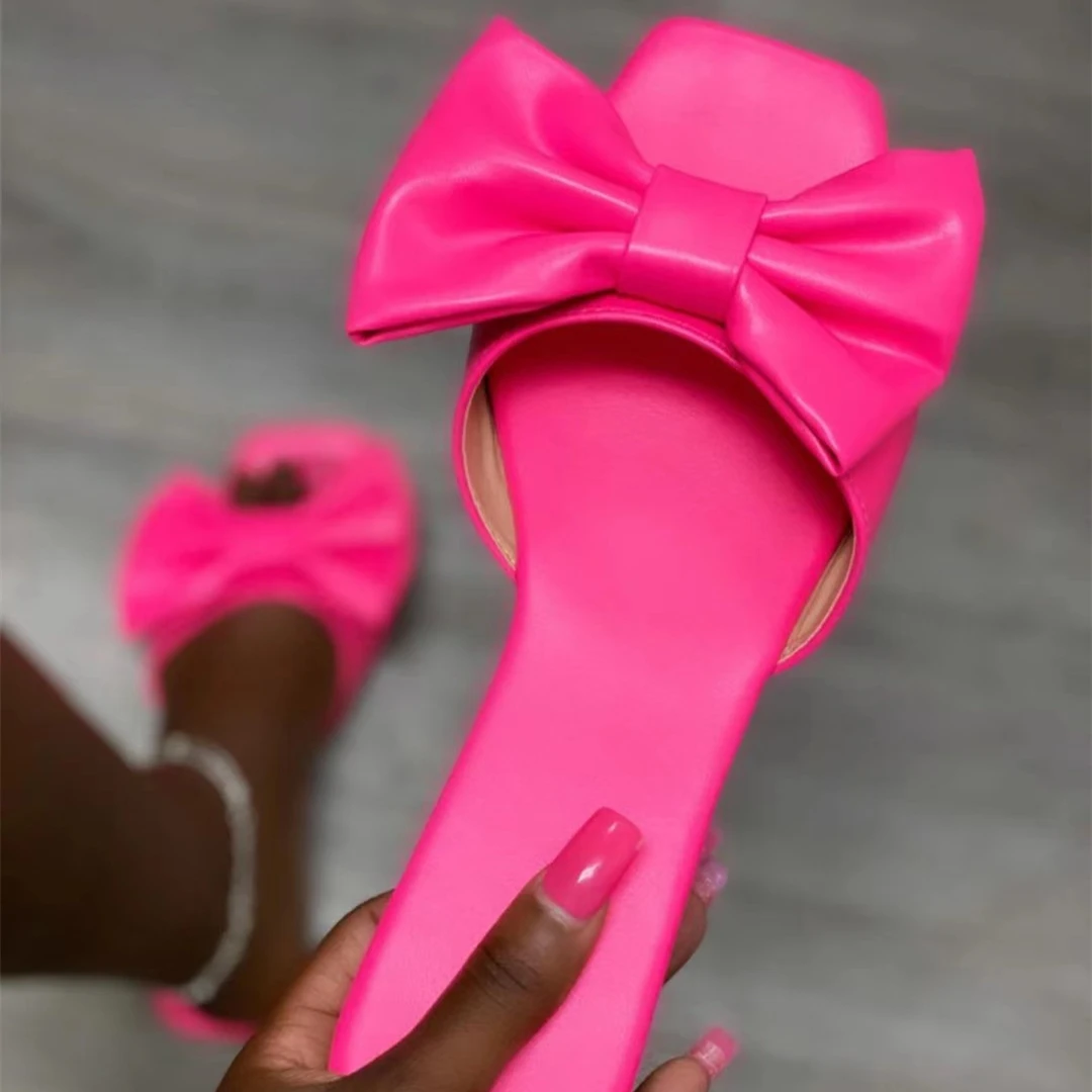

Bowknot Sandals for women leather bowknot footwear lady shoes slippers women's sandals