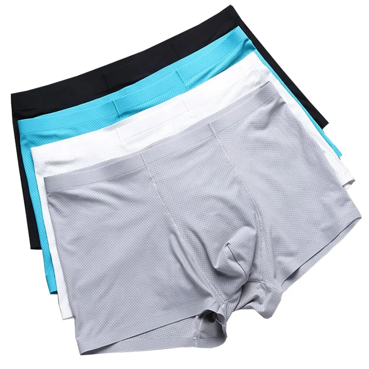 

6009 Man Breathable Mesh Nylon Underpants One Piece Men Underwear Ice Silk Boxers Seamless, 6 colors: white, purple, black, gray, deep blue, light blue