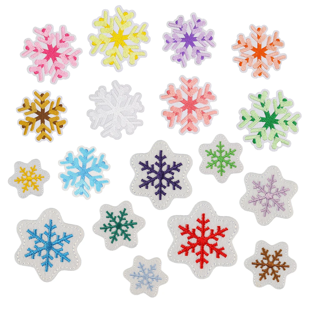 christmas  holiday decorative iron on embroidered mini snowflake patch applique for clothes pants