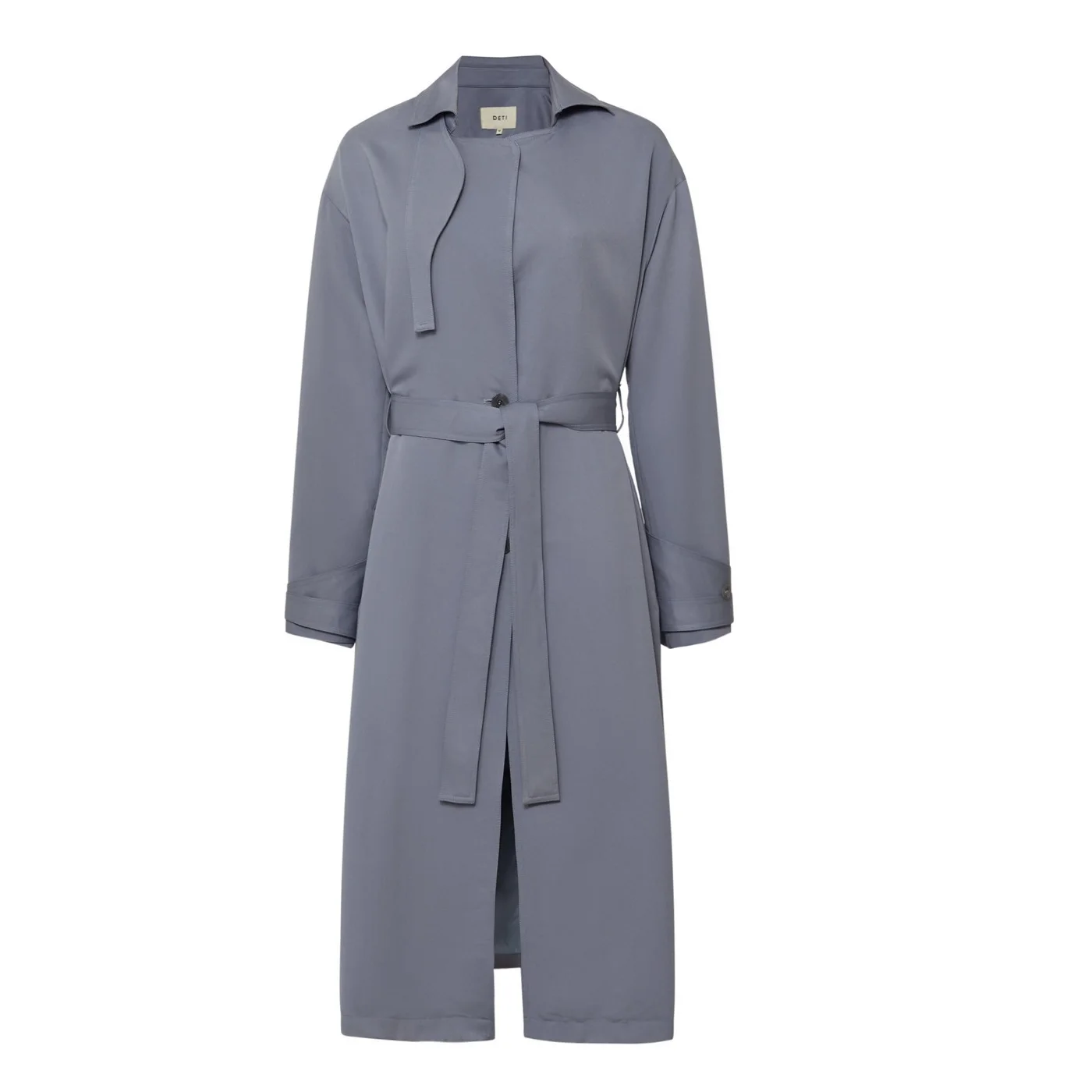 

The hottest selling fashioned windcoat breathable turned-down collar solid color trendy long wind coat winter jacket with belt, Greyish blue or customized