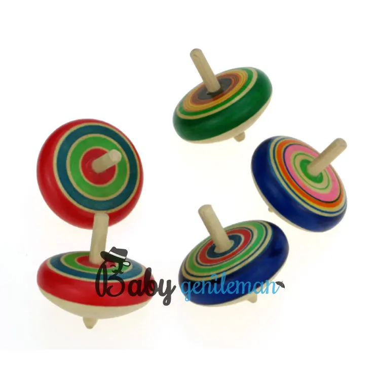 Top Sale Educational Toy Mini Wooden Spinning Tops For Toddlers Z01103b