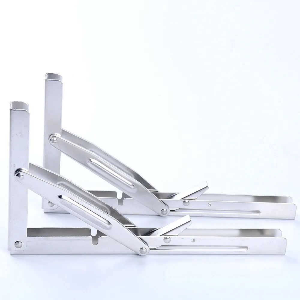 

Wholesale 8" 10" 12" 14" 90 Degree Heavy Duty Metal Wall Mounted Stainless Steel Adjustable Folding Shelf Brackets