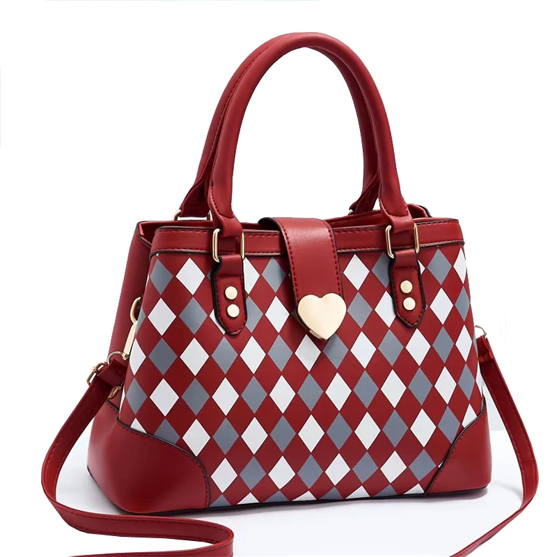 

2022 new colorful plaid pattern stitching design women bags double large capacity bags foreign trade hand bags