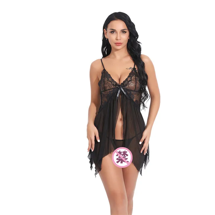 

PoeticExist Sexy Mesh Babydoll Lingerie Transparent Suspenders Nightdress