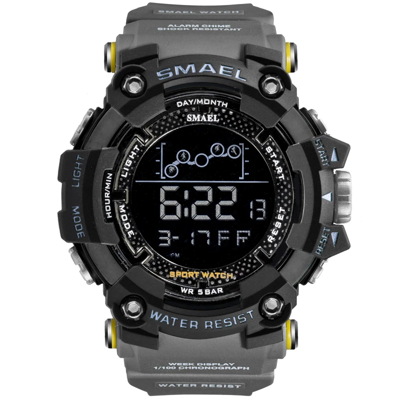 
2019 Smael 1802 military sport LED digital man wristwatches 5ATM water resistant with TPU rubber strap 