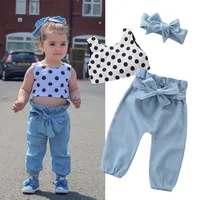 

2019 two pieces dots print baby summer boutique clothing sets for girls