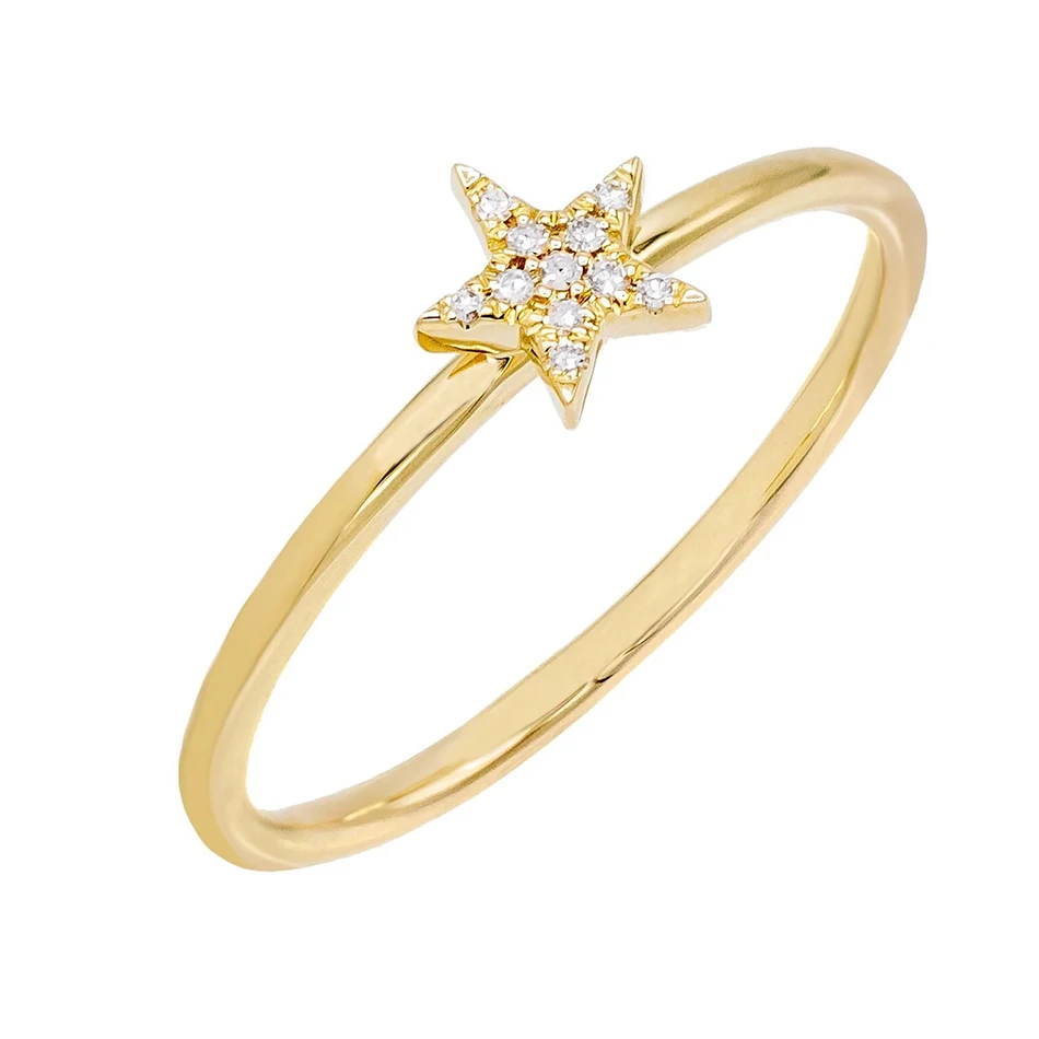 

Fashion Jewelry 925 Sterling Silver 14k Gold Plated Star Ring For Woman