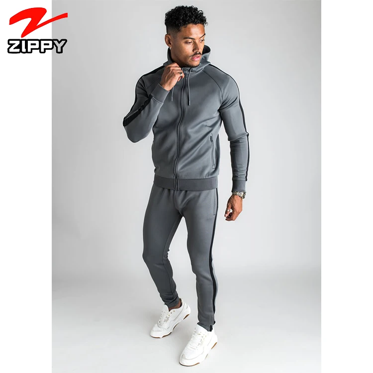 

Wholesale 2 piece zip hoodie track suit men gym wear jogger silm fit tracksuit set sew custom logo mens tracksuit, Custom color