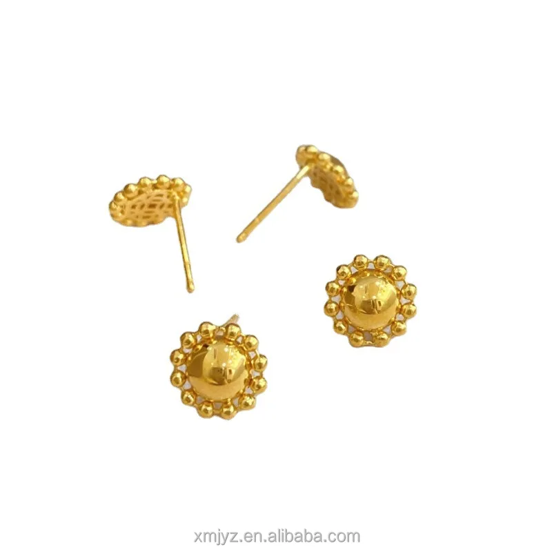 

Certified 5G Gold New Geometric Earrings 999 Pure Stud All-Match 24K
