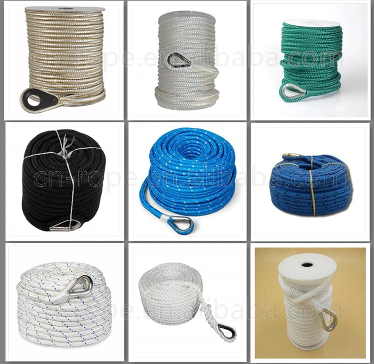 Hot Selling 3 Strand Twisted Anchor Line with Nylon Thimble Boat Mooring Rope
