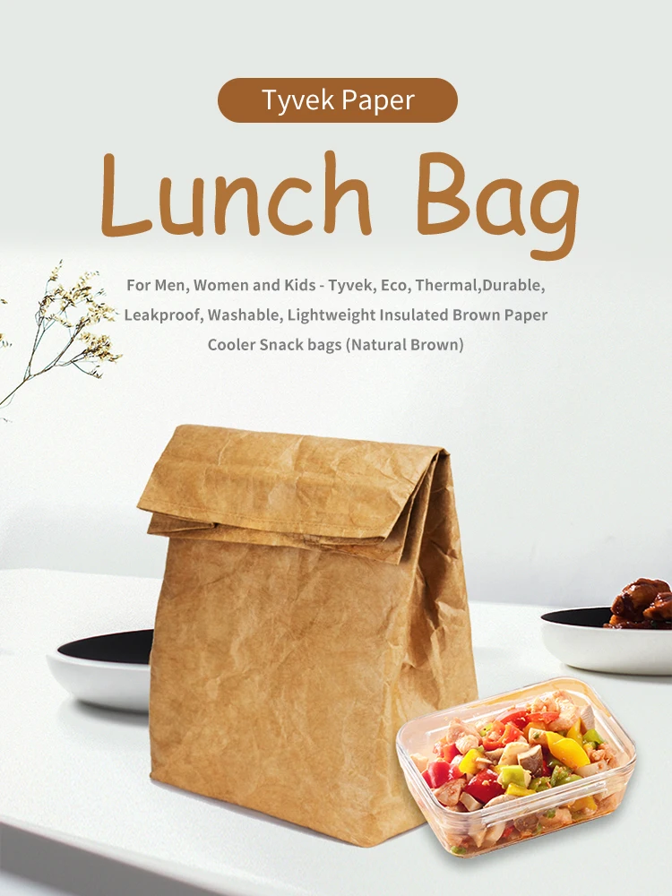 brown paper tyvek insulated lunch bag