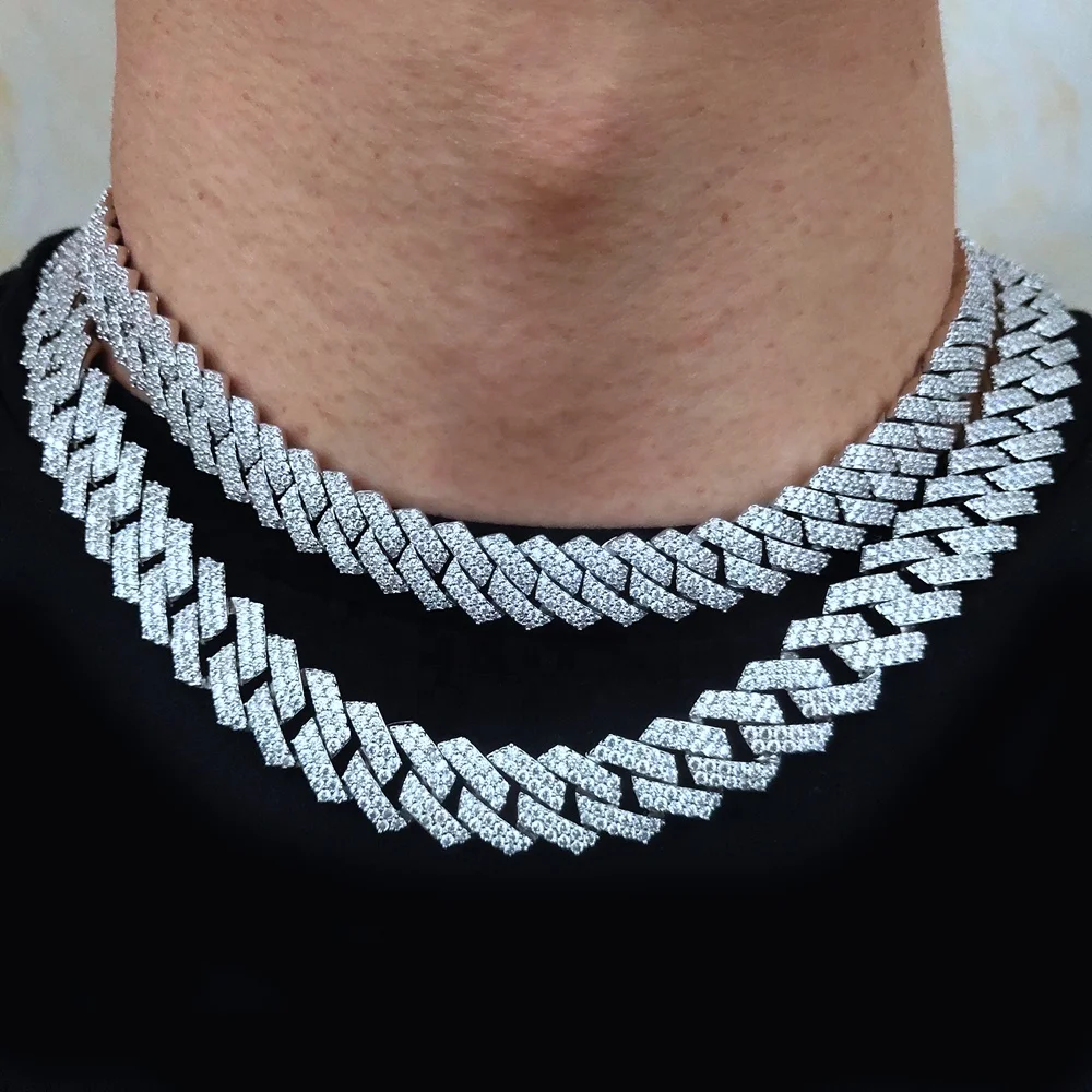 Mrsjewelry mens sterling silver cz micro paved chain, gold plated mens chain