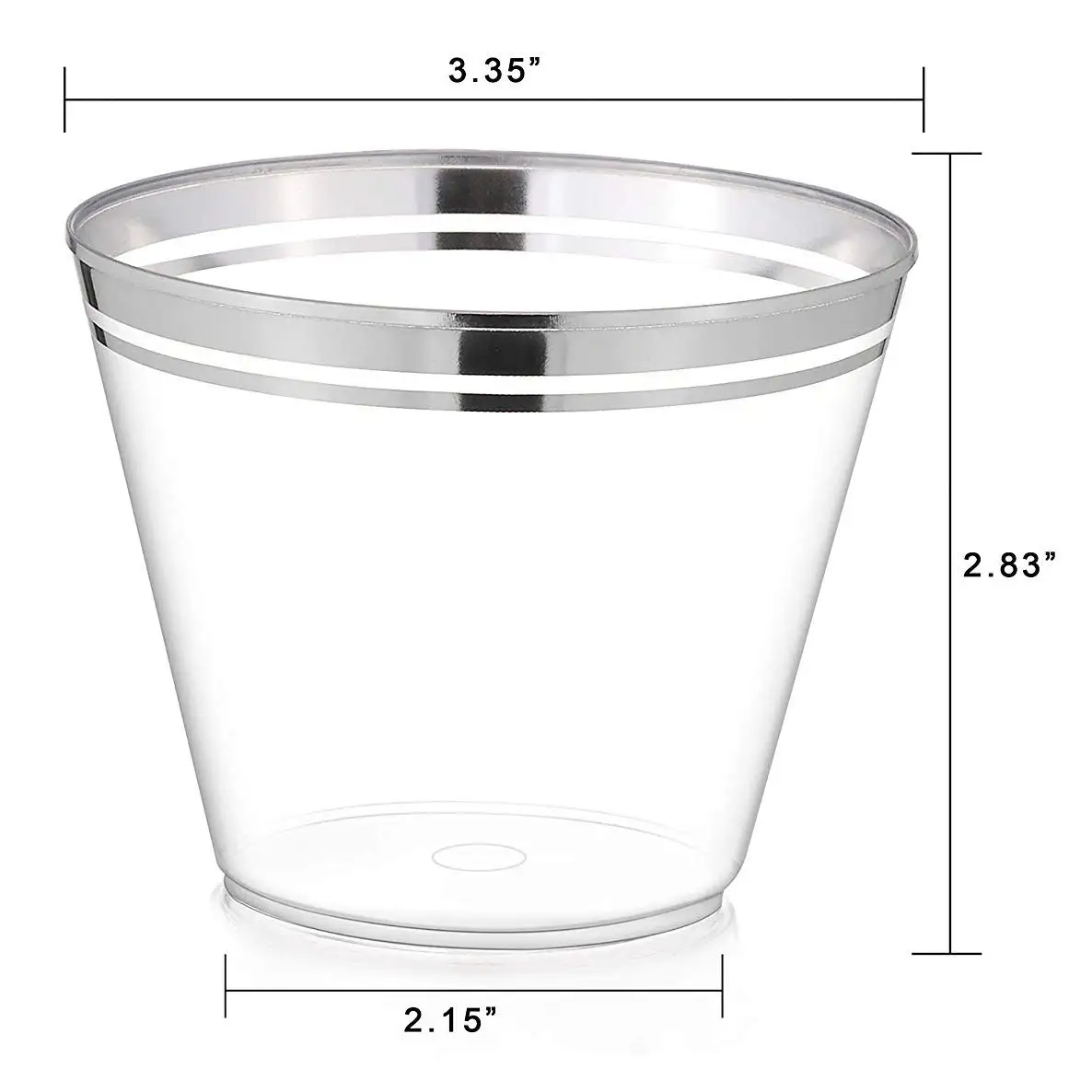 100 Silver Doublerimmed 9 Oz Clear Plastic Tumblers Fancy Disposable