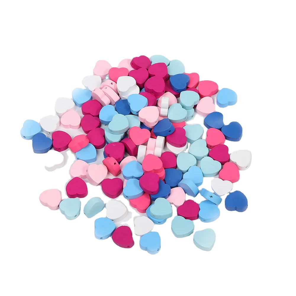 

Hobbyworker Wholesale Creative  Love Wood Beads for Bracelet Necklace Jewelry Making, Colors