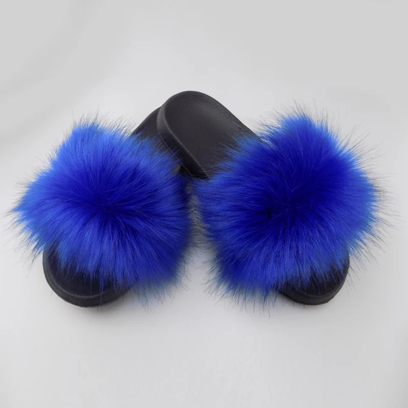 

animal large china vendor fall fox fur bule fox fur kids pom pom slides shoes for women, Chosen colors from our stock colors