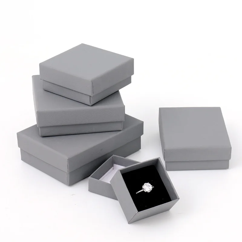 

Wholesale luxury cheap grey packaging elegant jewelry box jewelry package logo